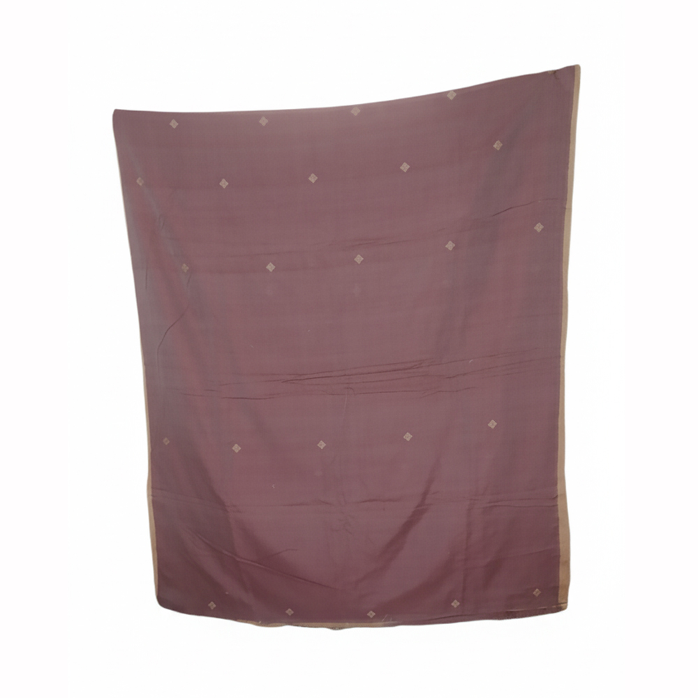 Handloom Pure Cotton Saree (5.5m) | Maroon & Beige Buti Chain Stripe Weave | Lightweight & Ready-to-Wear - View 4