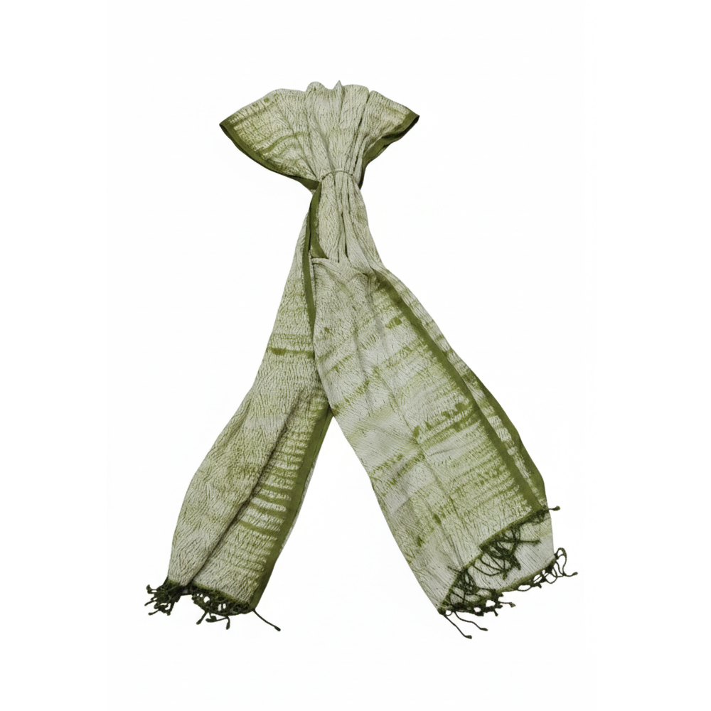Artisan Crafted Silk Stole with Shibori-Inspired Texture - View 2