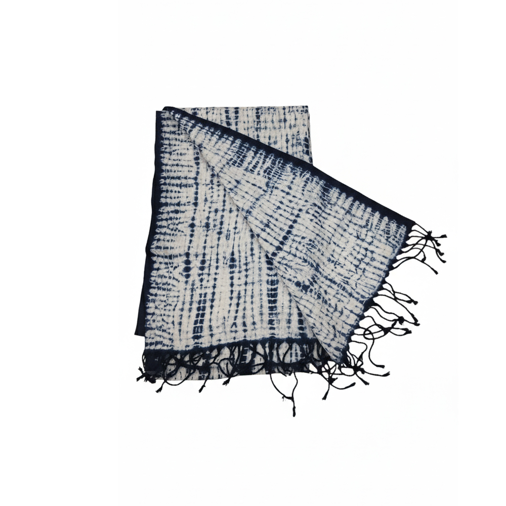 💎 Indigo Dream: Shibori-Inspired Hand-Dyed Pure Silk Stole - View 3