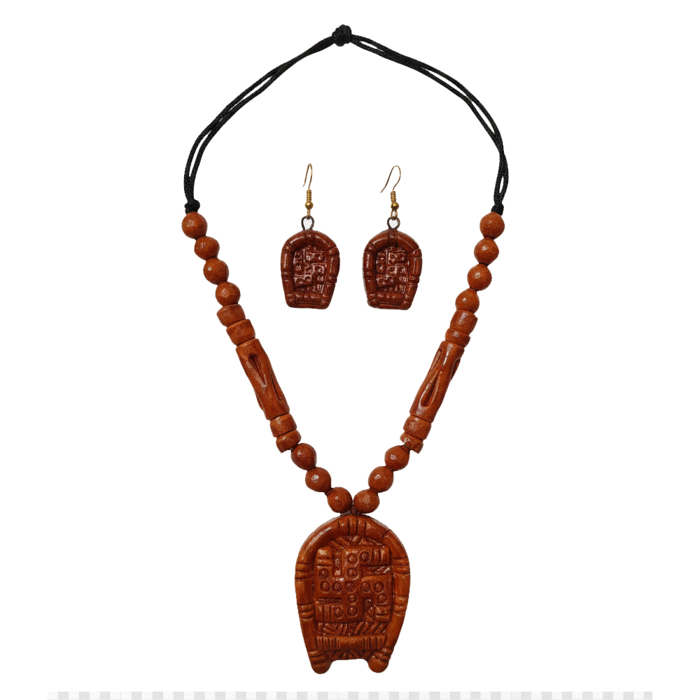 🏺 Handcrafted Terracotta Charm: Artisan Necklace & Earring Set