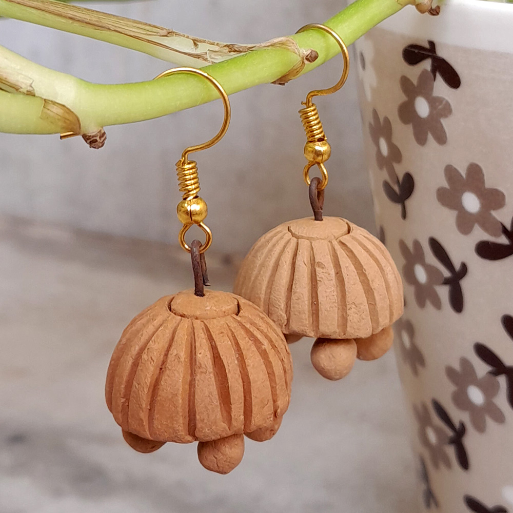 ✨ Terracotta Trio Deal! Set of 3 Handcrafted Earrings (Boho Jhumkas & Drops) - View 3
