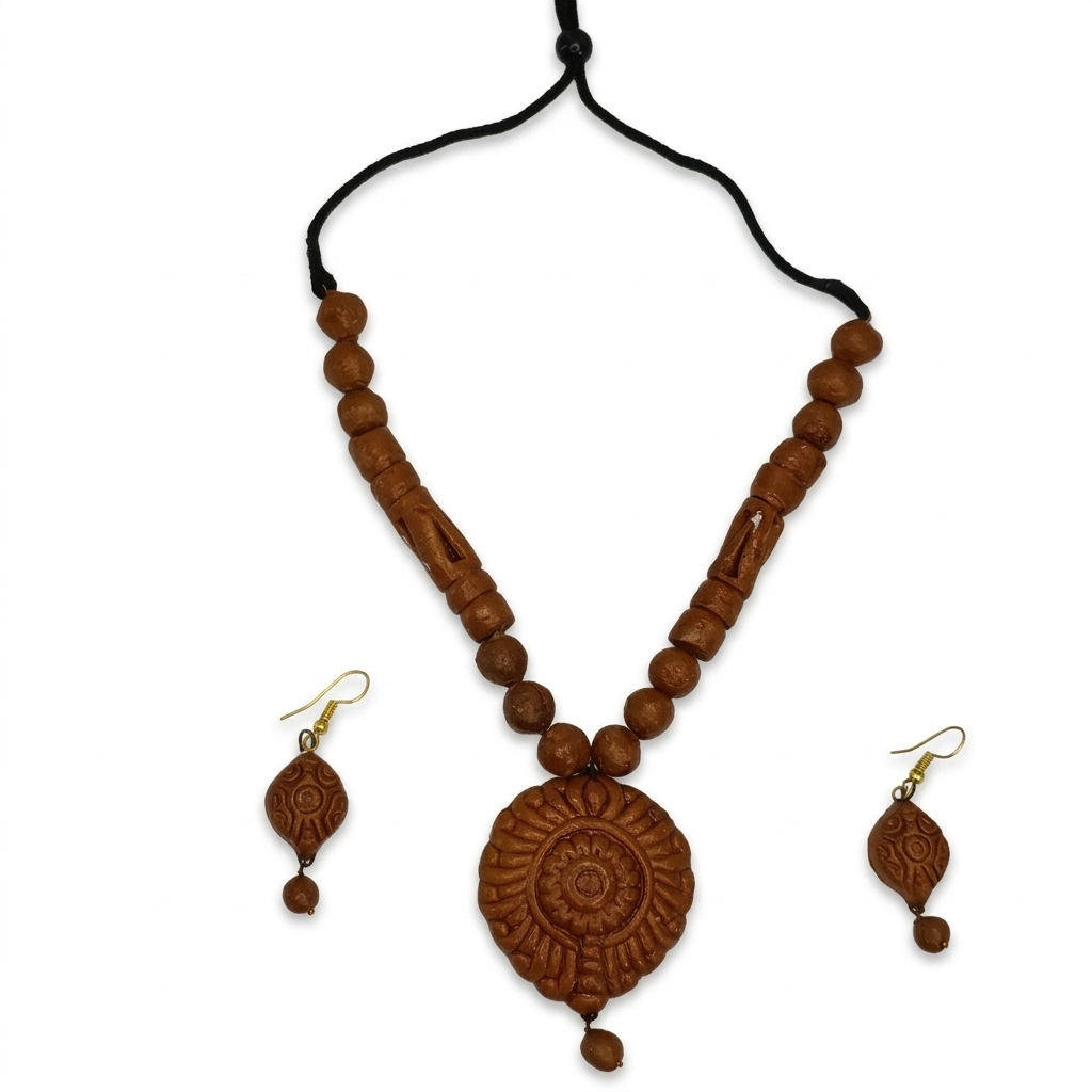🔥 Artistry from Earth & Fire: Handcrafted Terracotta Jewellery Set - View 2