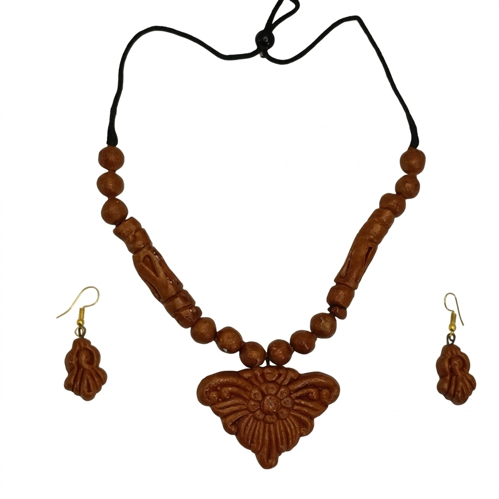 🏺 Handcrafted Terracotta Jewellery Set: Earthy Elegance - View 3